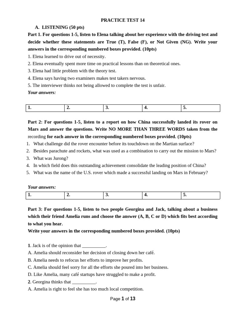 Practice Test 14 | PDF