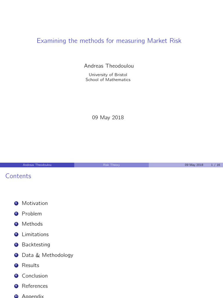 Risk Theory Thesis Presentation | PDF