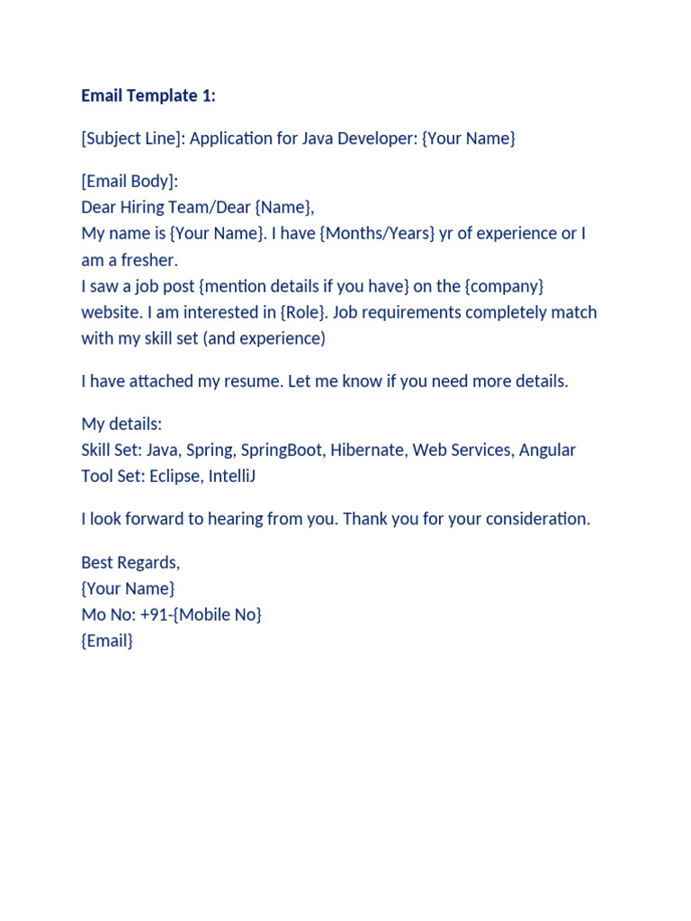 Apply Job Through Email | PDF