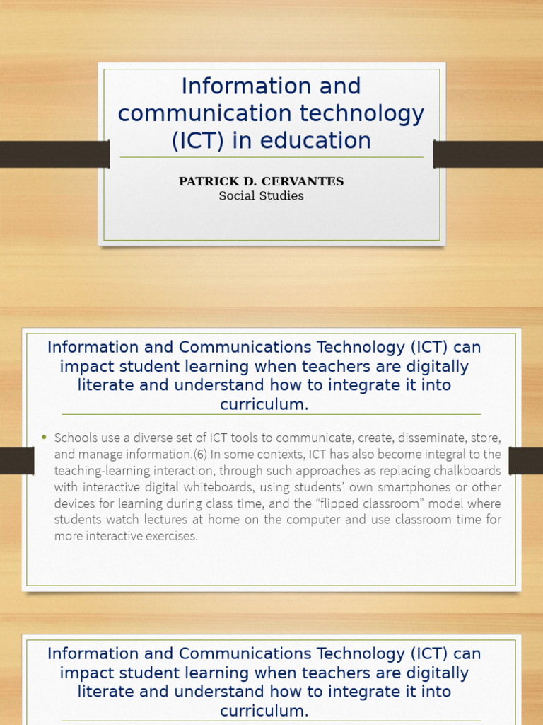 Patrick Cervantes Information and Communication Technology ICT in | PDF ...