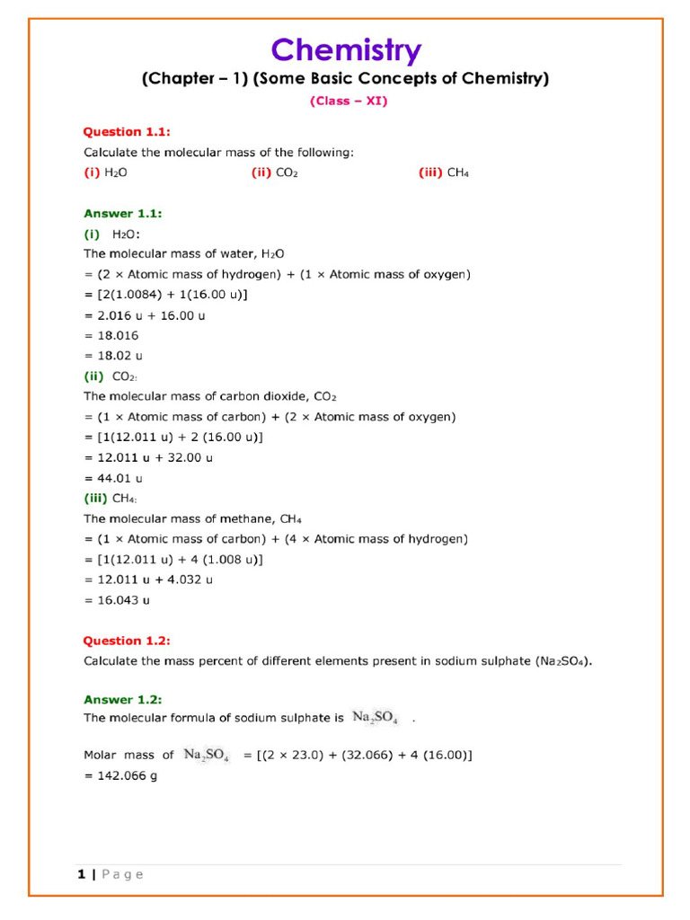 CH 1 Exercise Q&A cl11 | PDF