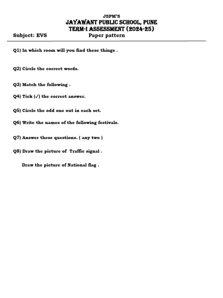 EVS Paper Pattern+ All Worksheets | PDF