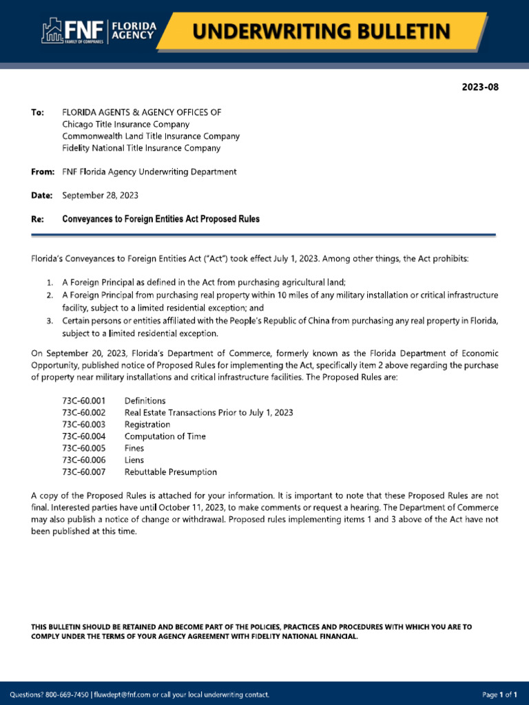 2023-08 Conveyances To Foreign Entities Act Proposed Rules | PDF