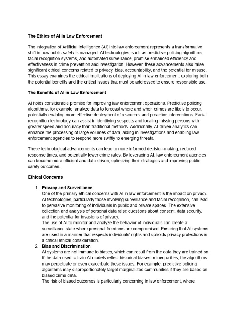 The Ethics of AI in Law Enforcement | PDF