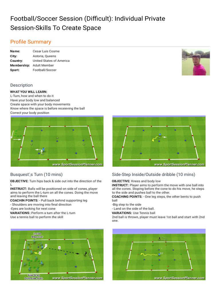 Football - Soccer - Individual Private Session-Skills To Create Spa | PDF