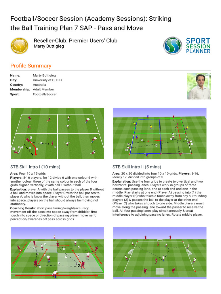 Football - Soccer - Striking The Ball Training Plan 7 SAP - Pass An | PDF