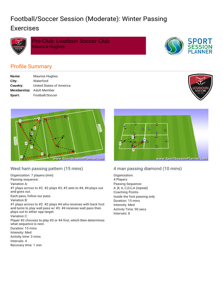 Football - Soccer - Winter Passing Exercises (Technical - Passing & | PDF