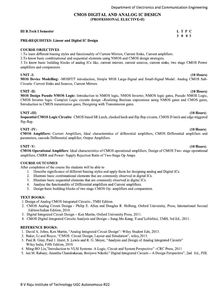 Cmos Digital and Analog Ic | PDF