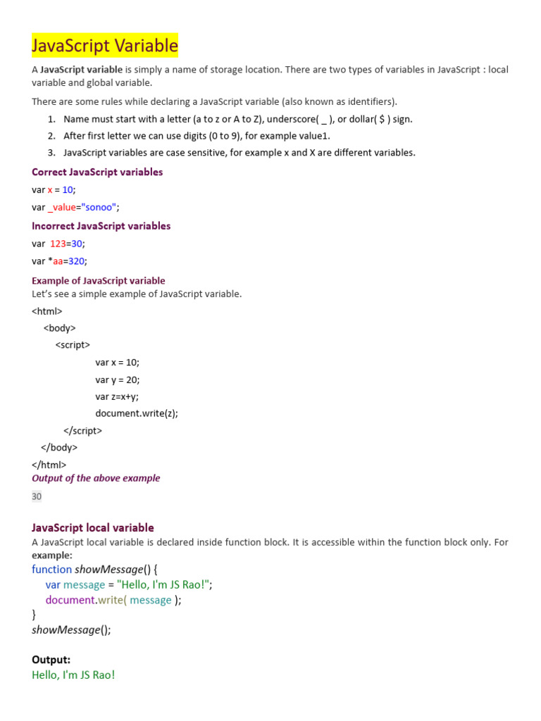 4. Variables Types(var,let,const) | PDF