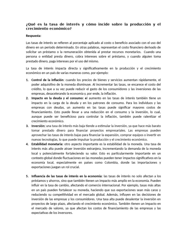Impacto de Tasas de Interés en Economía | PDF | Inflación | Interés