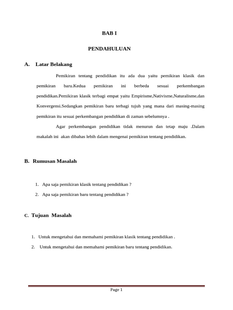 MAKALAH DASAR DASAR ILMU PENDIDIKAN Pemikiran | PDF