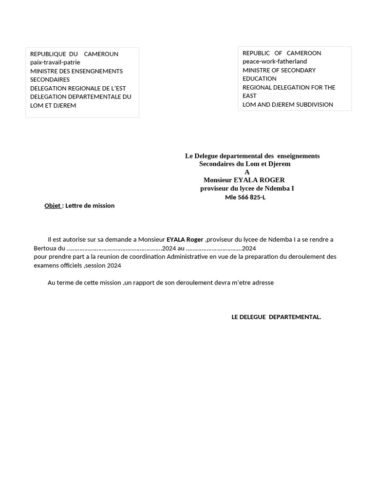 LETTRE DE D MISSION R SOLU intelligence overview