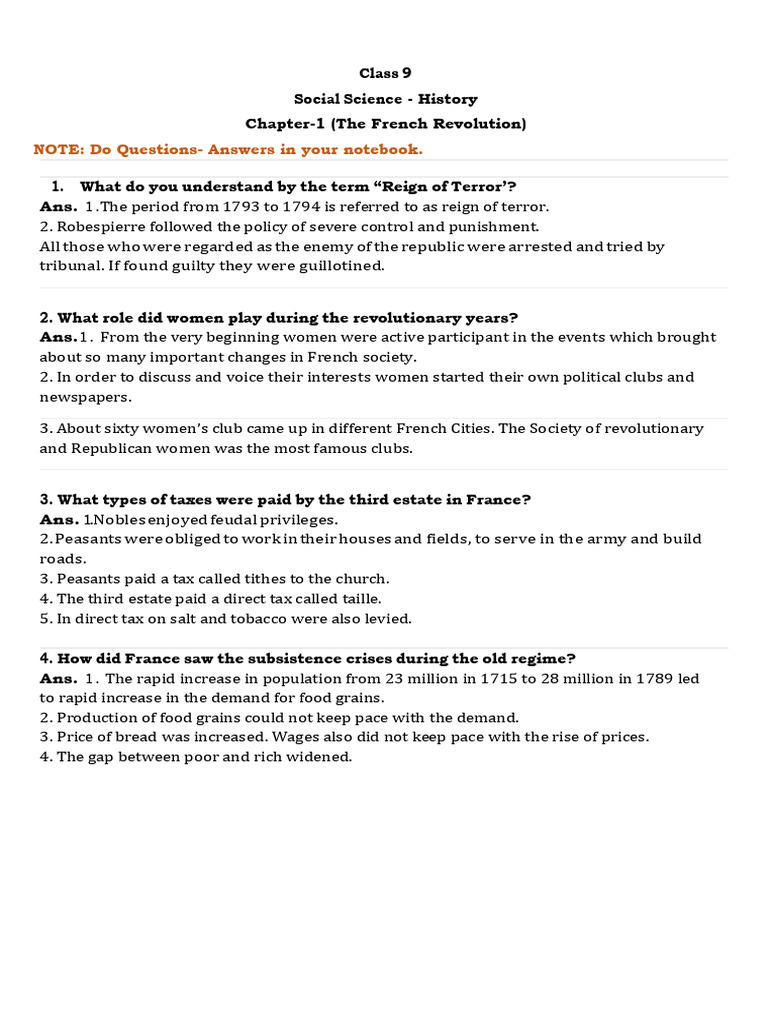 French Revolution Study Guide | PDF | Reign Of Terror | History