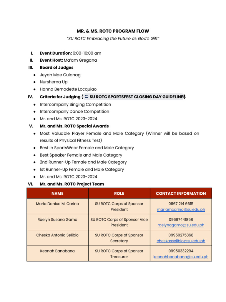 MR and Ms Rotc Program | PDF