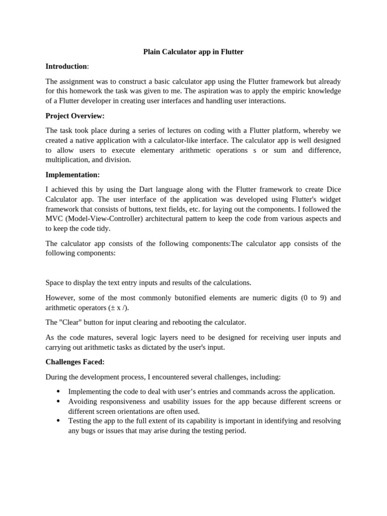 Flutter Calculator Pdf