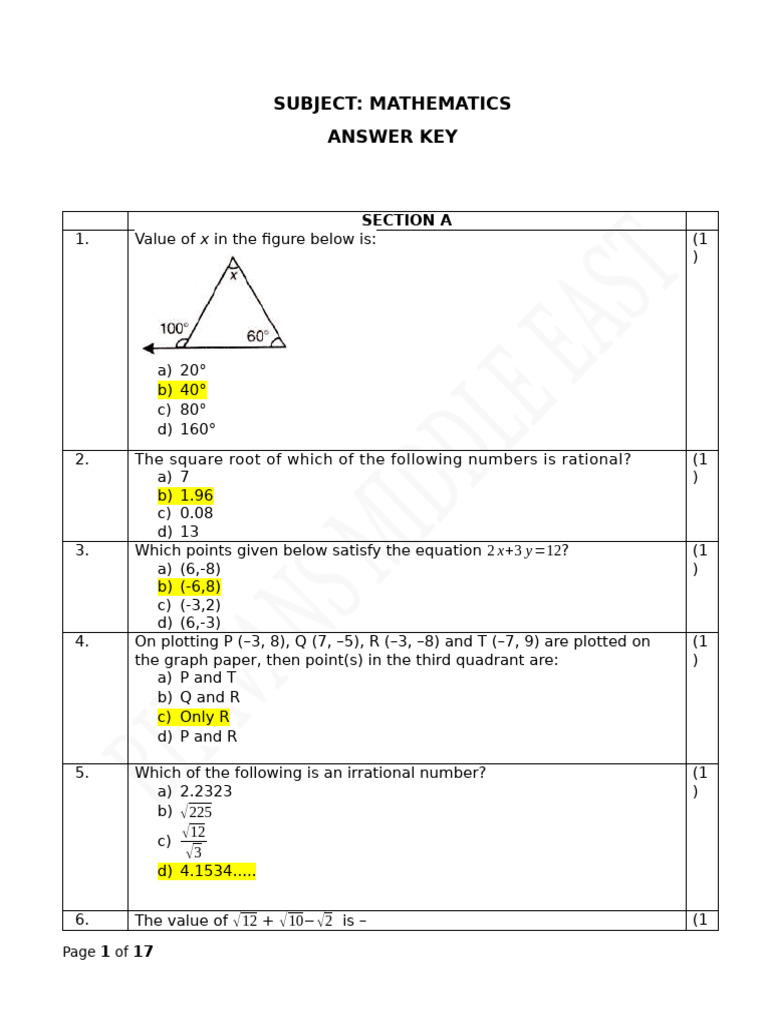 Answer Key | PDF