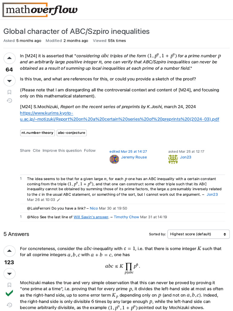 NT - Number Theory - Global Character of ABC - Szpiro Inequalities ...