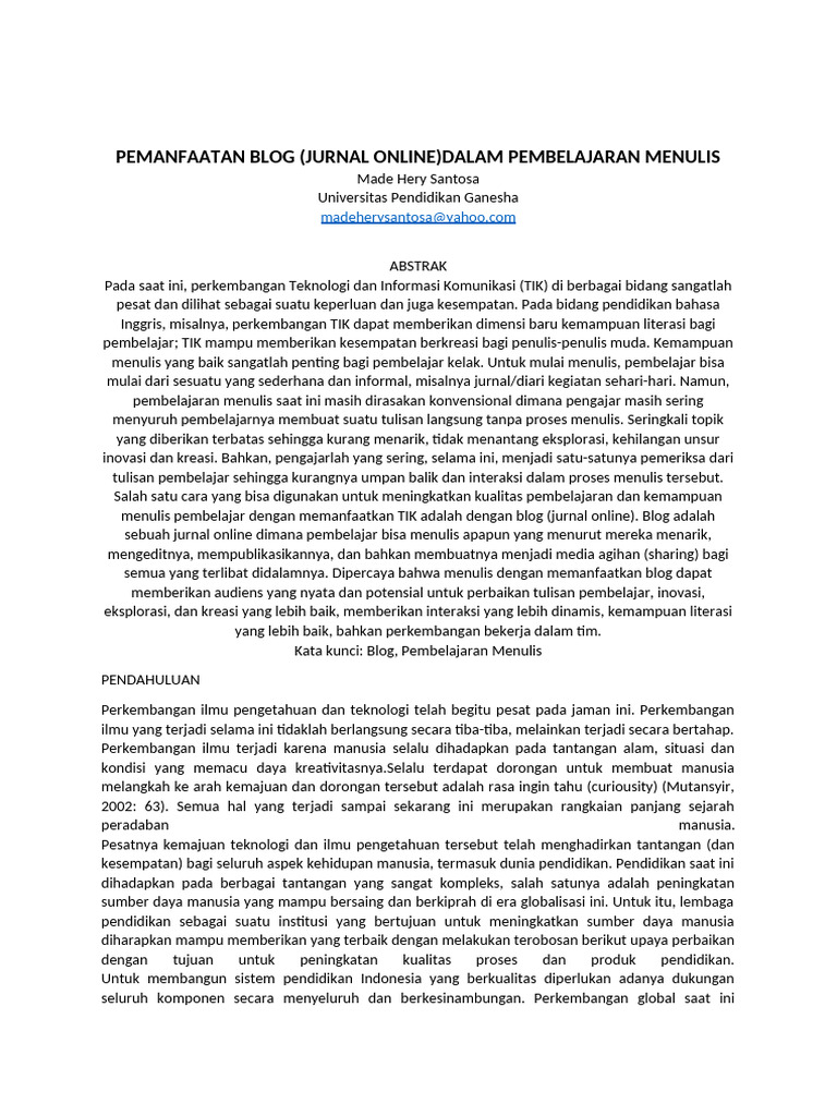 Contoh Jurnal Dengan Tema Depi | PDF