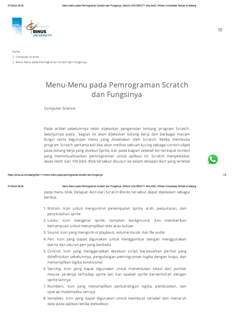 Menu-Menu Pada Pemrograman Scratch Dan Fungsinya - BINUS UNIVERSITY ...