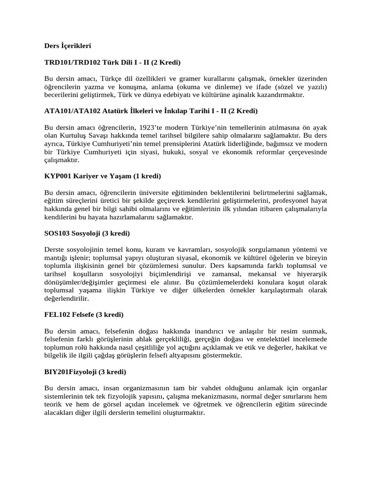 Psikoloji Bolumu Ders Icerikleri 23102018 Pdf