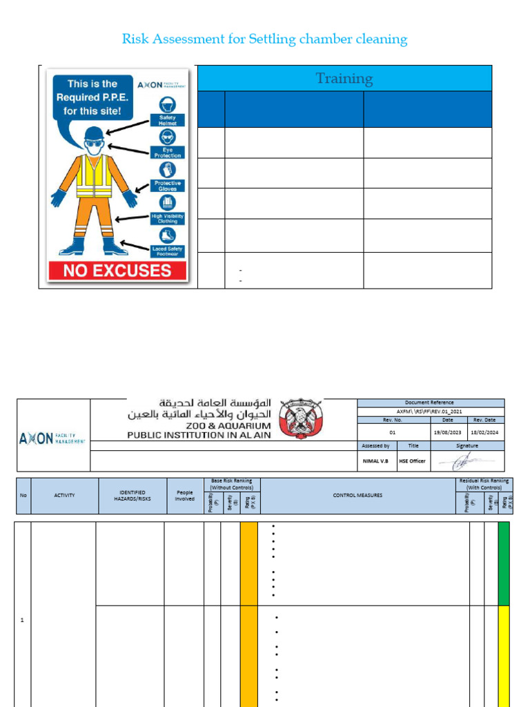 Risk Assessment For Settling Chamber Cleaning | PDF | Personal ...