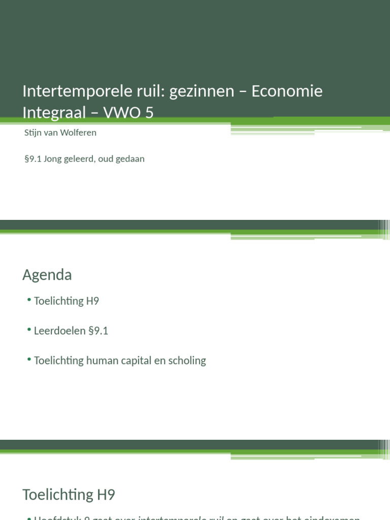 VWO5 - H9 - Intertemporele Ruil - Gezinnen | PDF