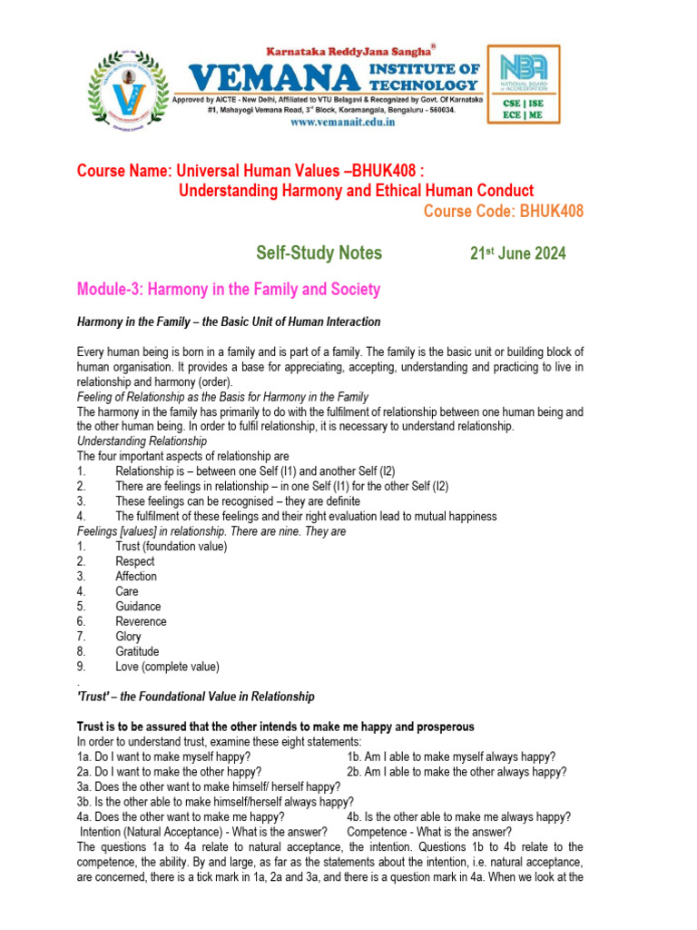 UHV Module 3 | PDF