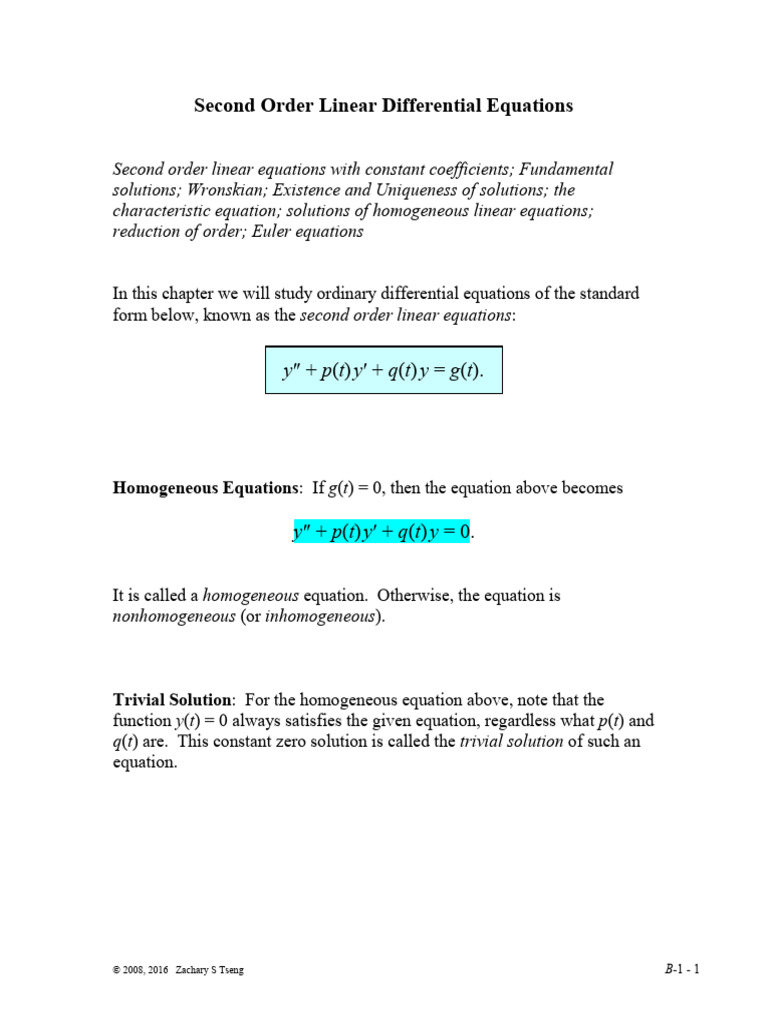 2nd ODE Notes Pt1 | PDF