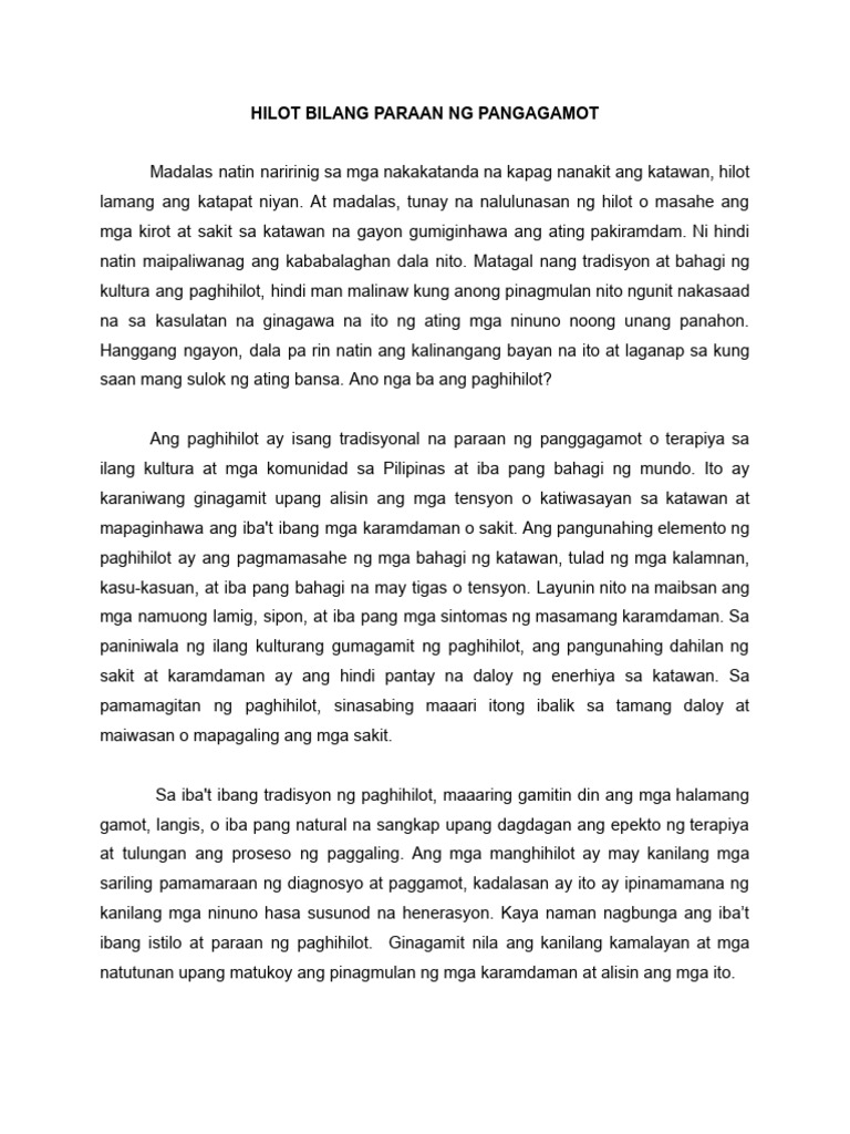 Hilot Bilang Paraan NG Pangagamot | PDF