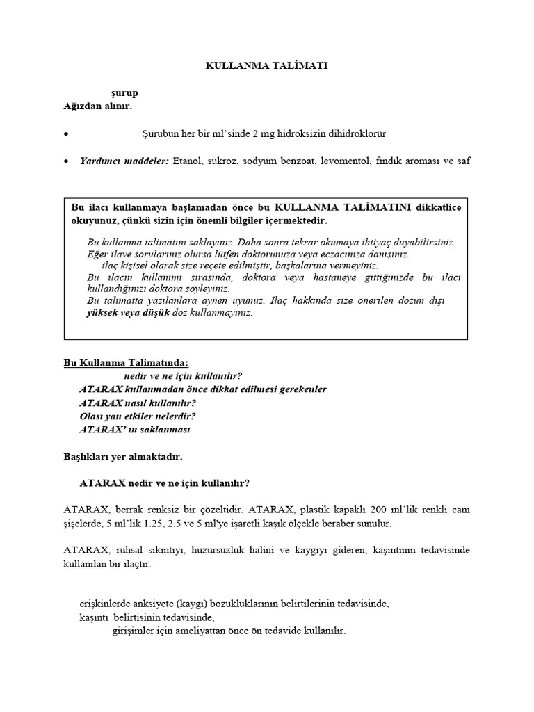 Atarax Surup KT | PDF