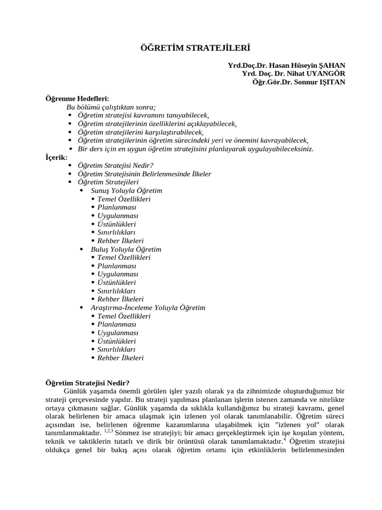 Retim Stratejileri | PDF