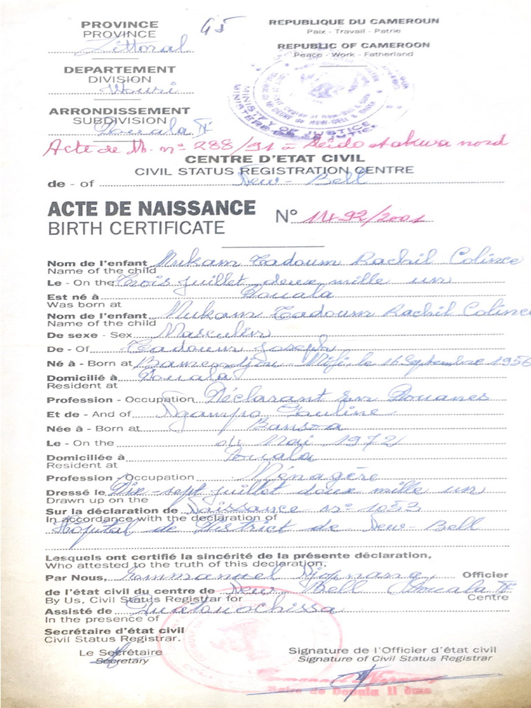 Acte de Naissance | PDF