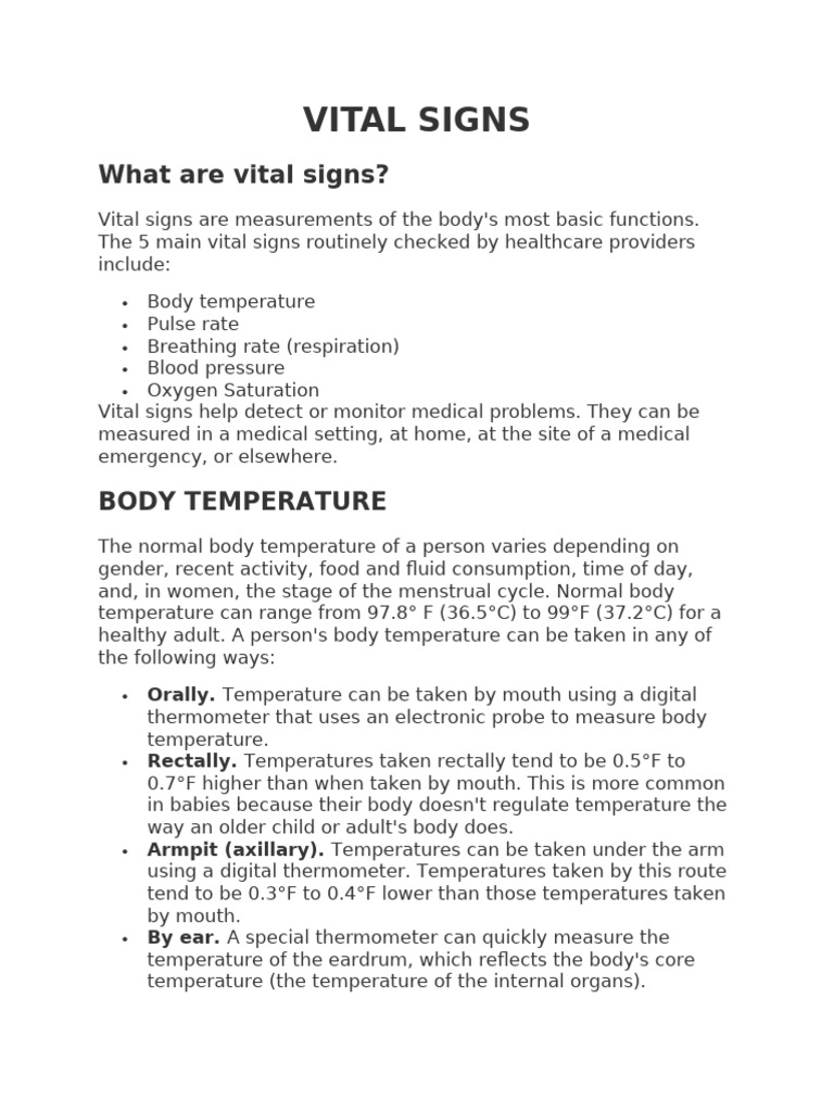 Vital Signs | PDF