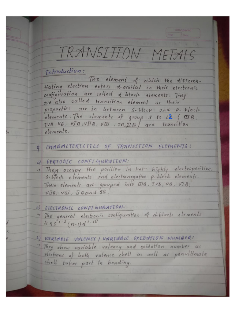 Transition Metal | PDF
