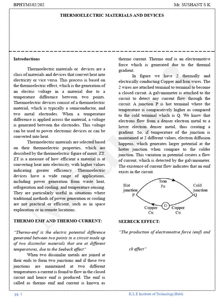 Thermoelectric Materials and Devices | PDF