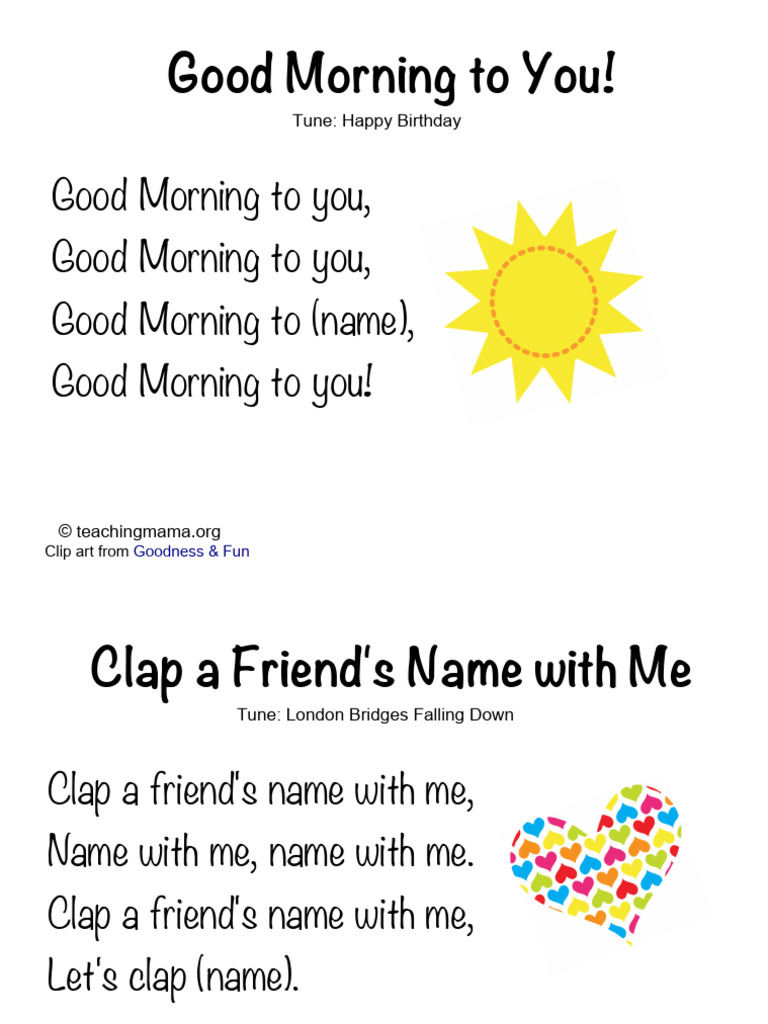Preschool Good Morning Songs Collection | PDF