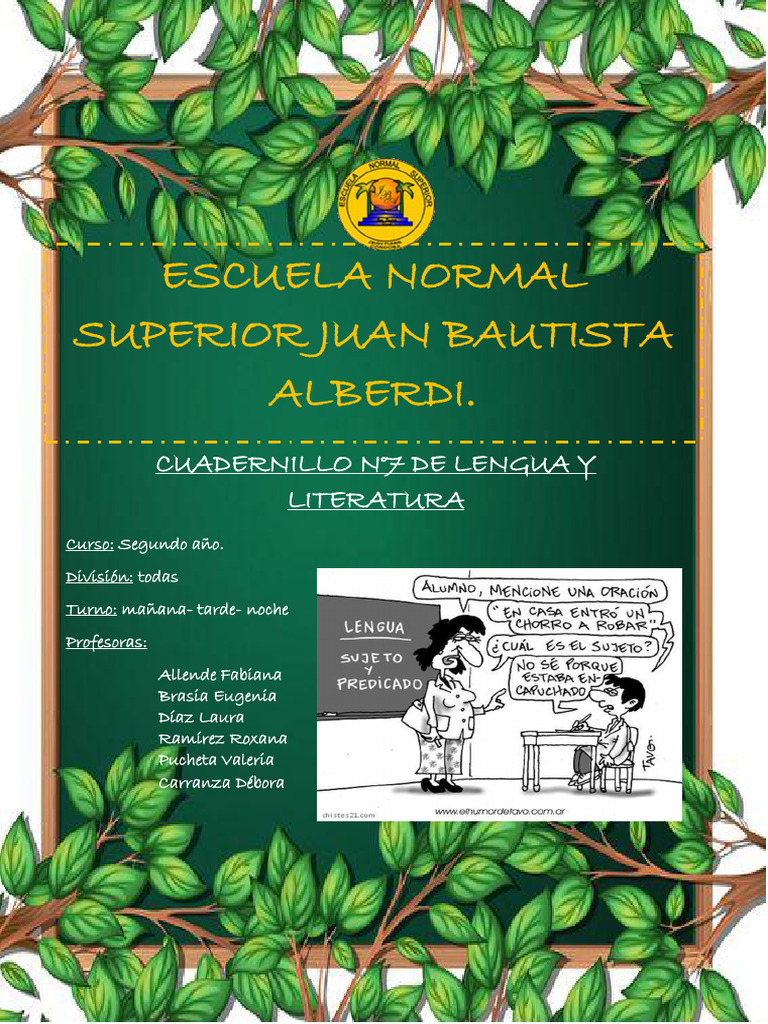 Cuadernillo N°7 Lengua y Literatura | PDF | Asunto (gramática ...