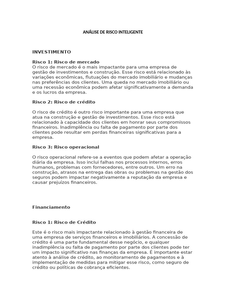 Análise de Risco Inteligente | PDF