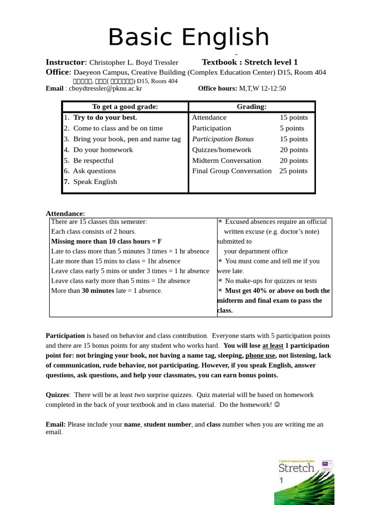 Basic English Conversation Fall 2024 | PDF