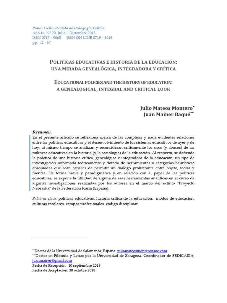 Historia de La Politica Educativa | PDF