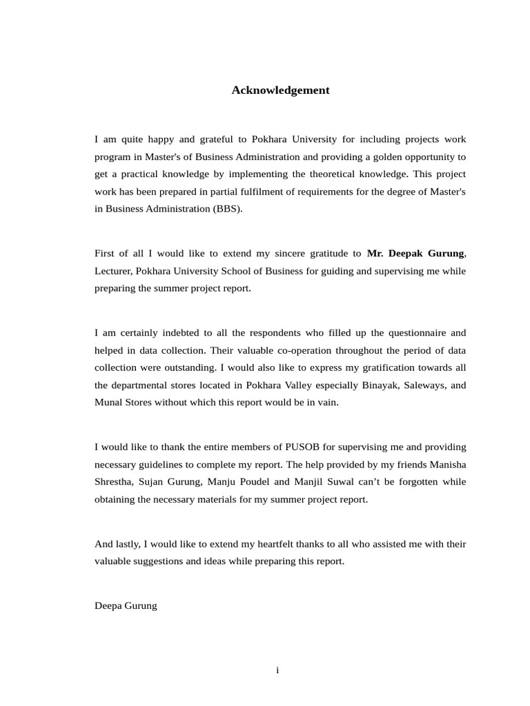 Departmental Store-1 Acknowledgement | PDF
