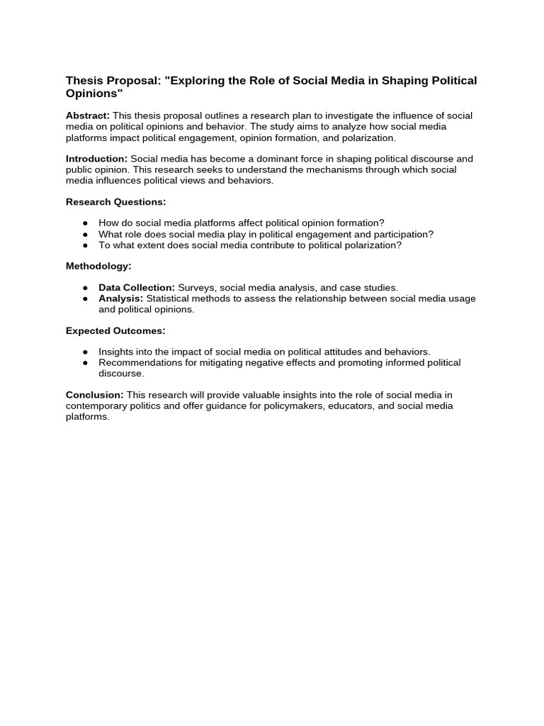 Thesis Proposal - Exploring The Role of Social Media in Shaping ...