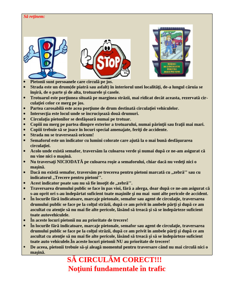 Educatie Rutierasa Circulam Corect | PDF