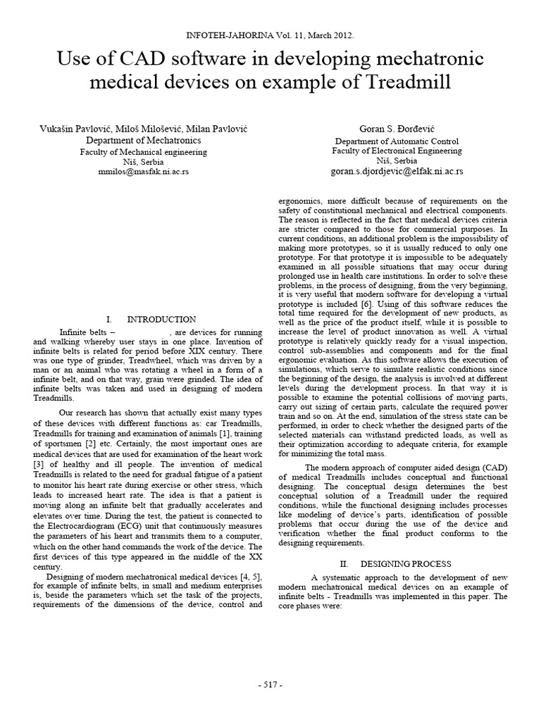 Use of CAD Software in Developing Mechatronic Medical Devices in ...