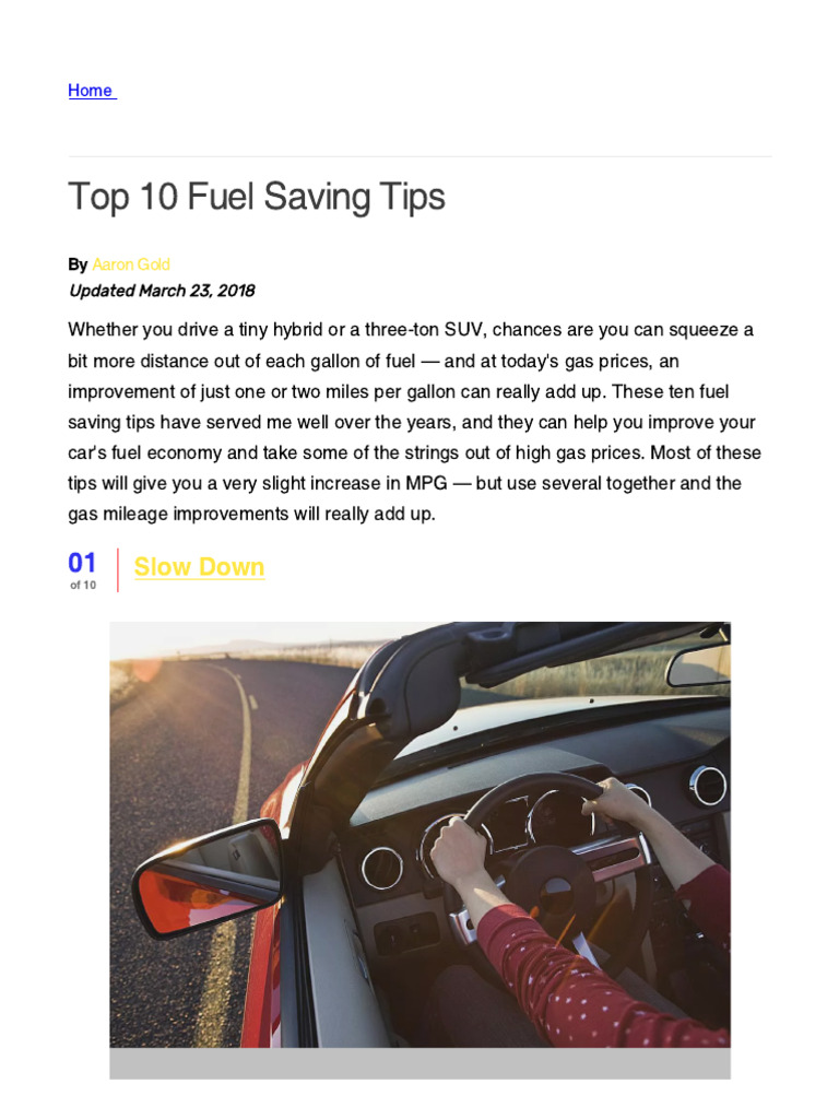 Top Fuel Saving Tips 533123 | PDF