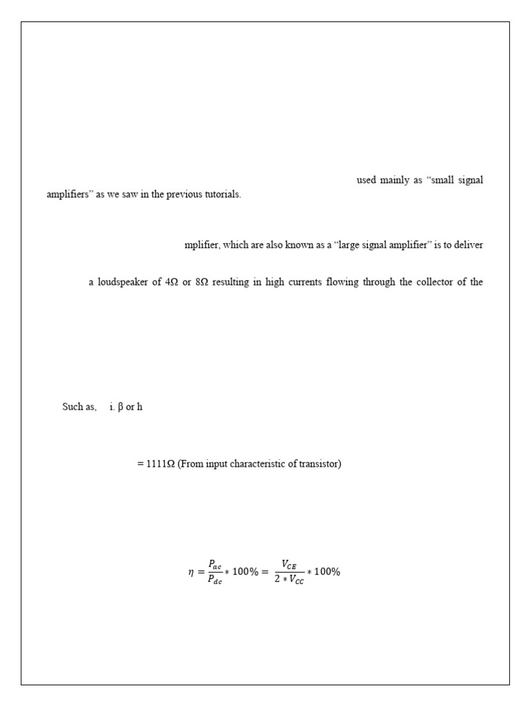 Design A Class A Amplifier | PDF | Amplifier | Technology & Engineering