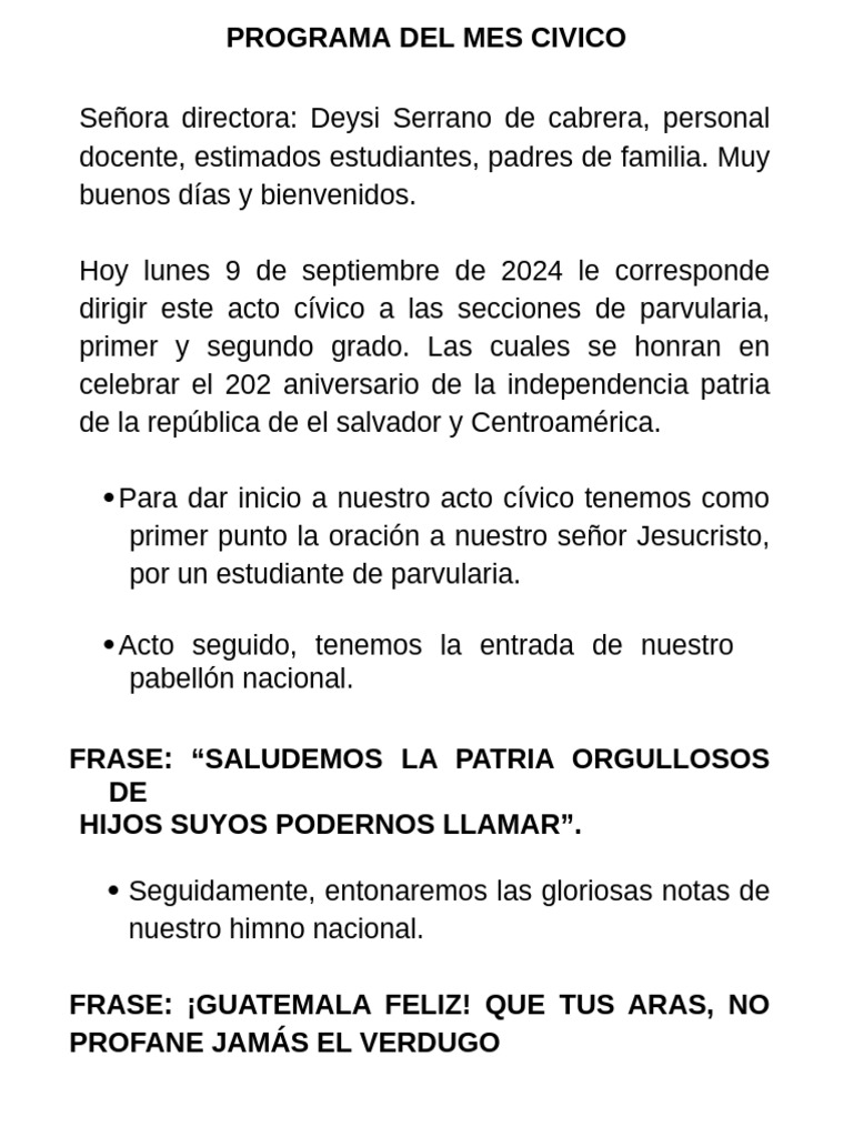 Programa Del Mes Civico | PDF
