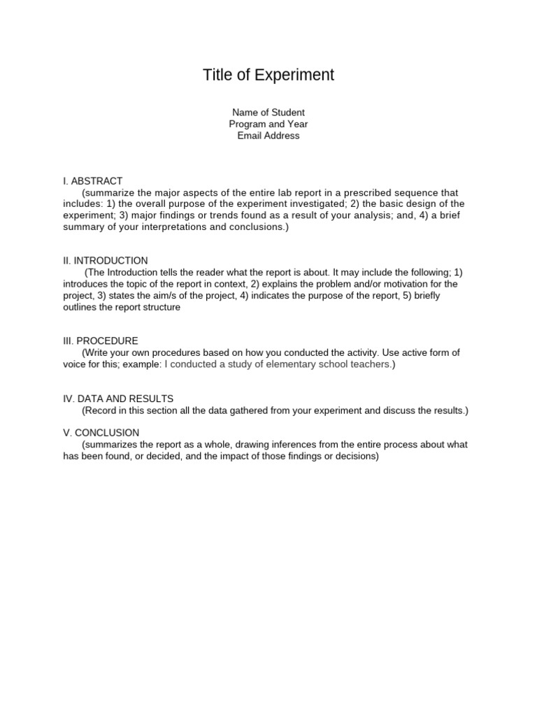 Lab report template PDF