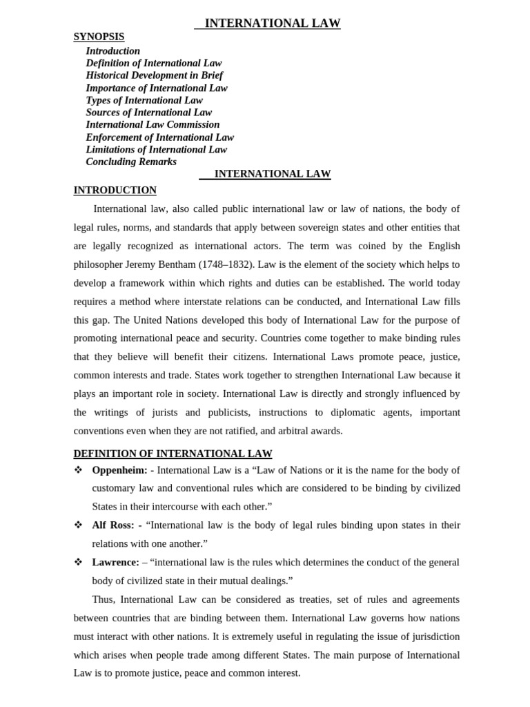 Overview of International Law | PDF | International Law | Treaty