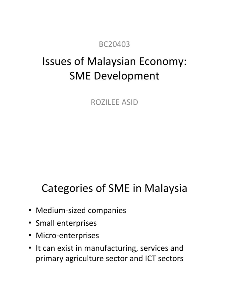 SME Categories in Malaysia Overview | PDF | Small And Medium Sized ...